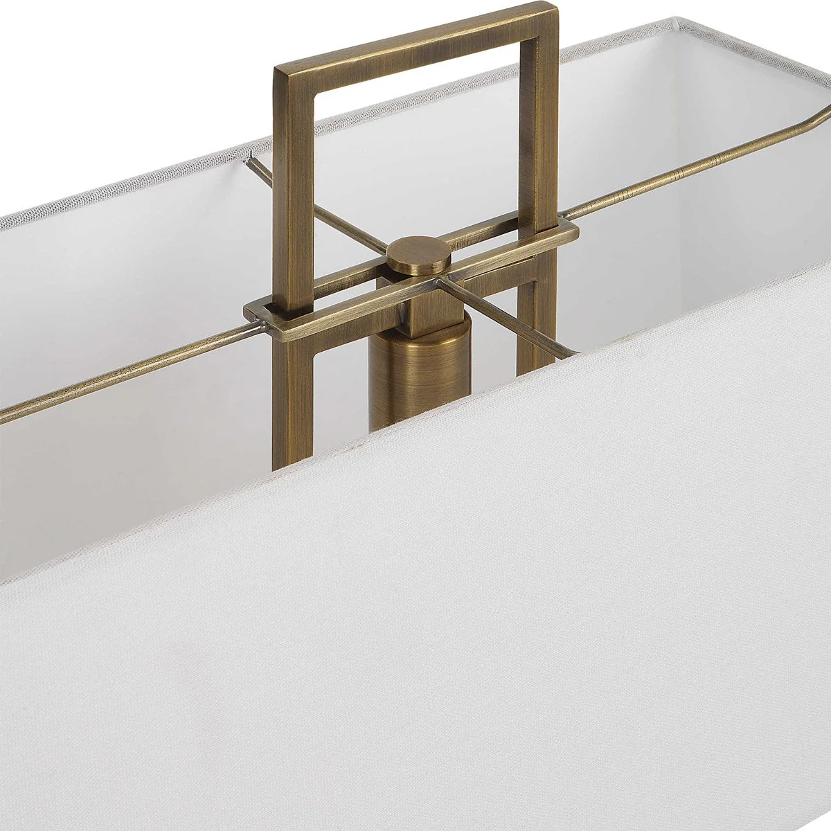 Uttermost Column Brass and Marble Table Lamp With White Linen Shade - Image 8