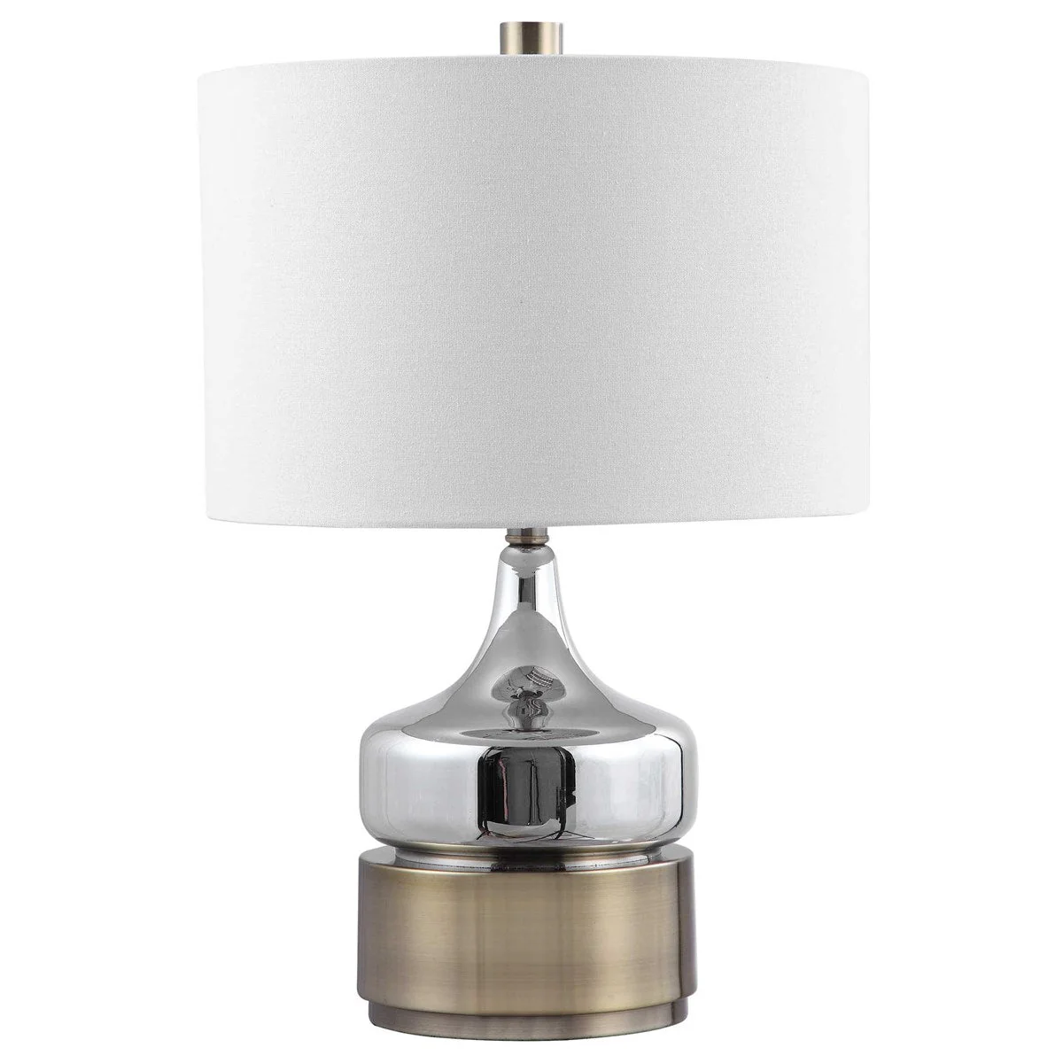 Uttermost Como Chrome Glass Table Lamp With White Linen Shade - Image 4