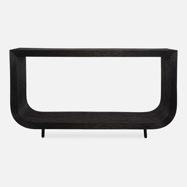Uttermost Compton Black Natural Rattan Console Table - Image 2