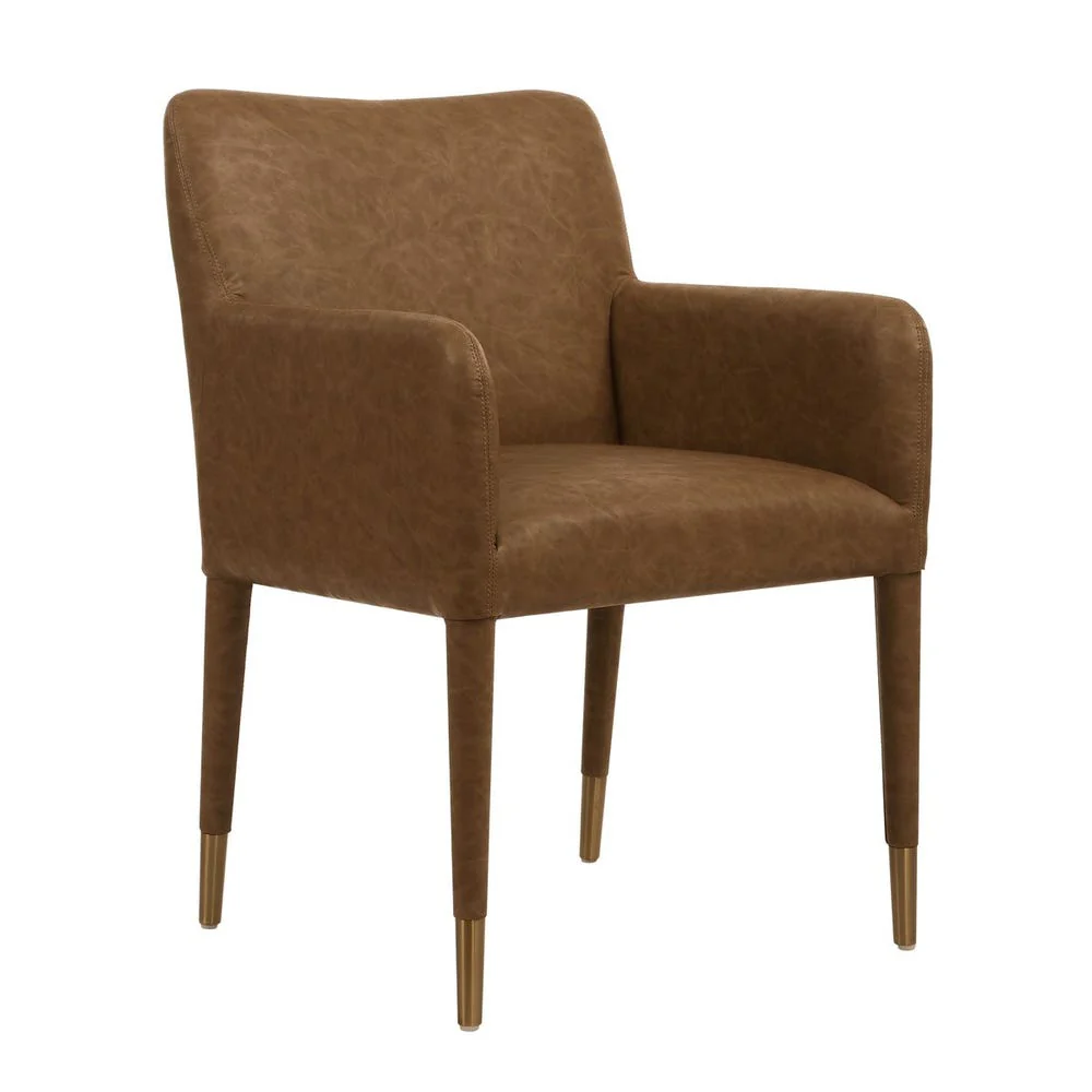 Uttermost Conifer Camel Faux Leather Modern Dining ArmChair - Image 4