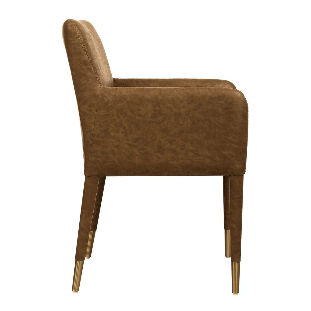 Uttermost Conifer Camel Faux Leather Modern Dining ArmChair - Image 5