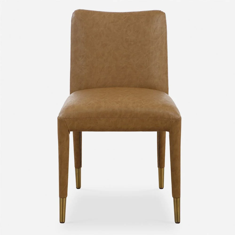 Uttermost Conifer Camel Faux Leather Modern Dining Chairs Set of 2 - Image 2