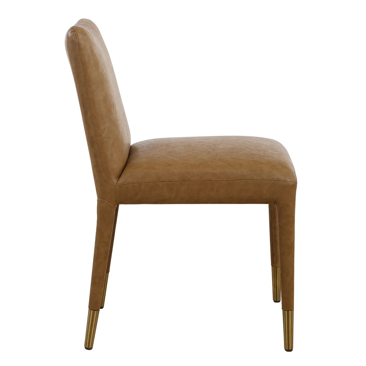 Uttermost Conifer Camel Faux Leather Modern Dining Chairs Set of 2 - Image 4
