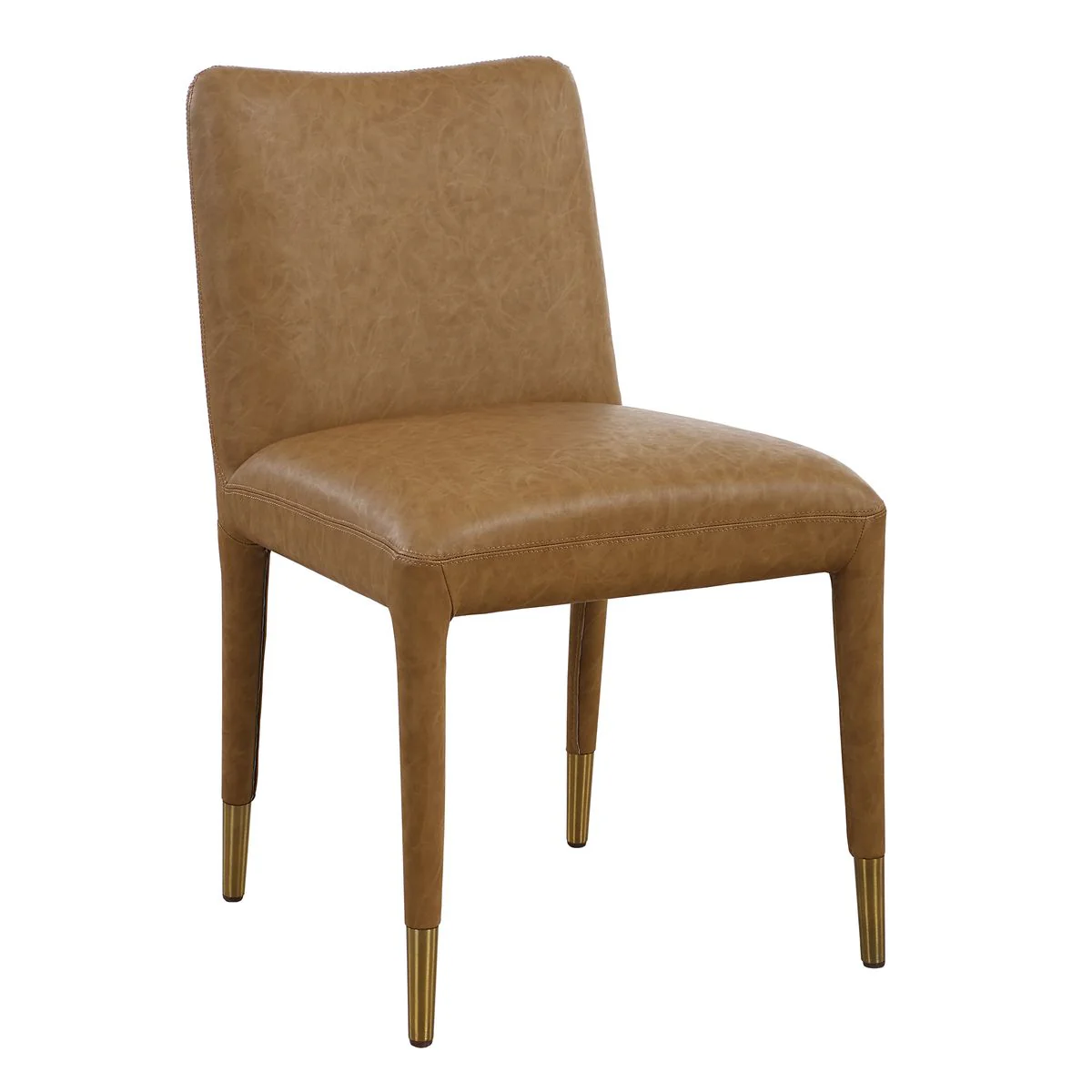 Uttermost Conifer Camel Faux Leather Modern Dining Chairs Set of 2 - Image 5