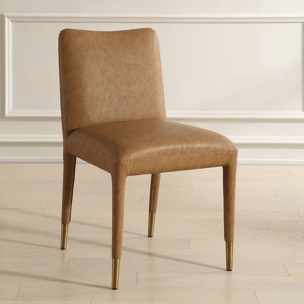 Uttermost Conifer Camel Faux Leather Modern Dining Chairs Set of 2 - Image 6