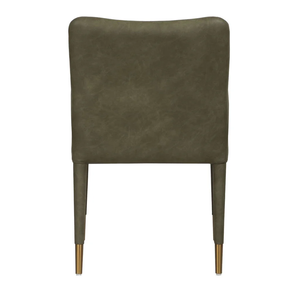 Uttermost Conifer Pine Green Distressed Faux Leather Modern Dining ArmChair - Image 6