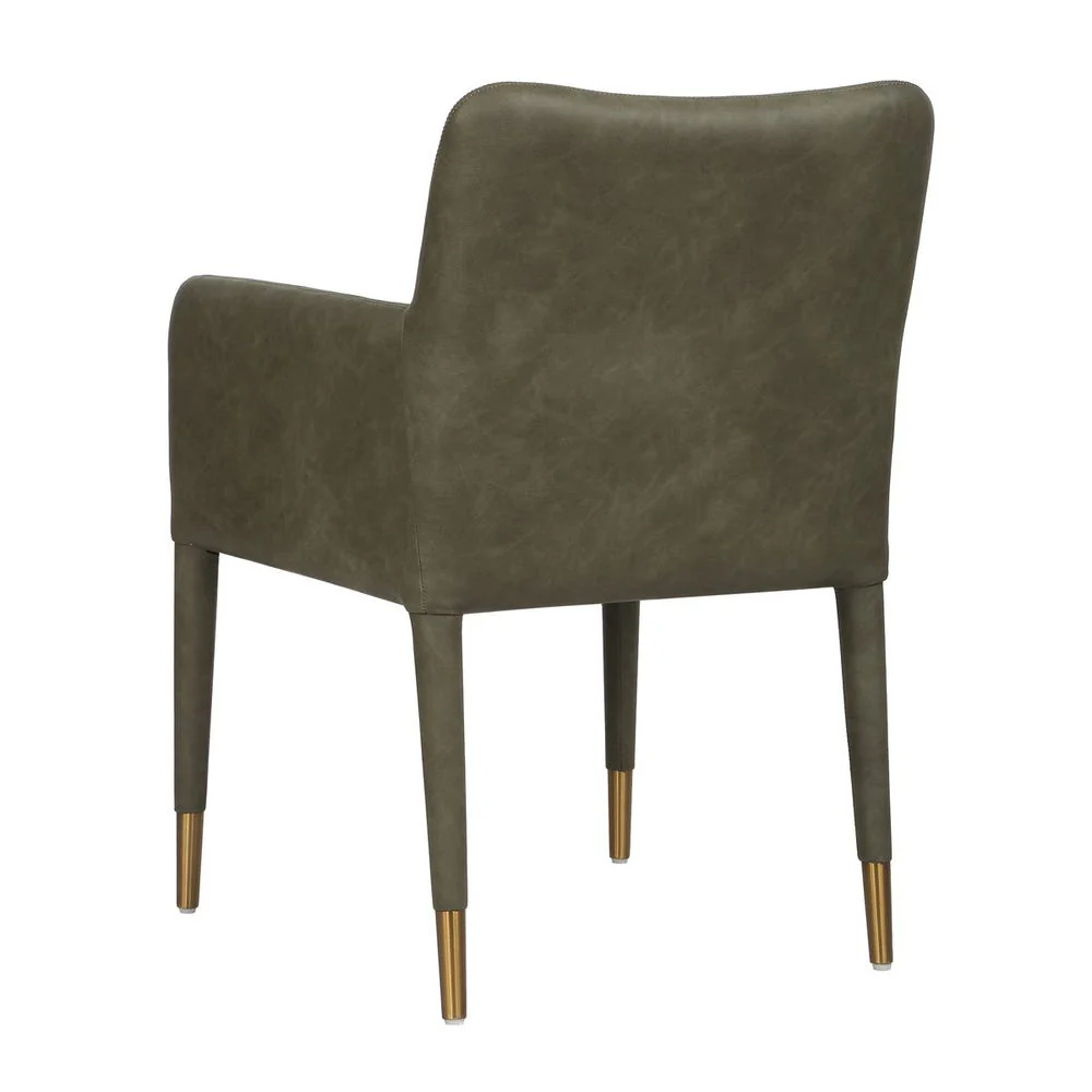 Uttermost Conifer Pine Green Distressed Faux Leather Modern Dining ArmChair - Image 7