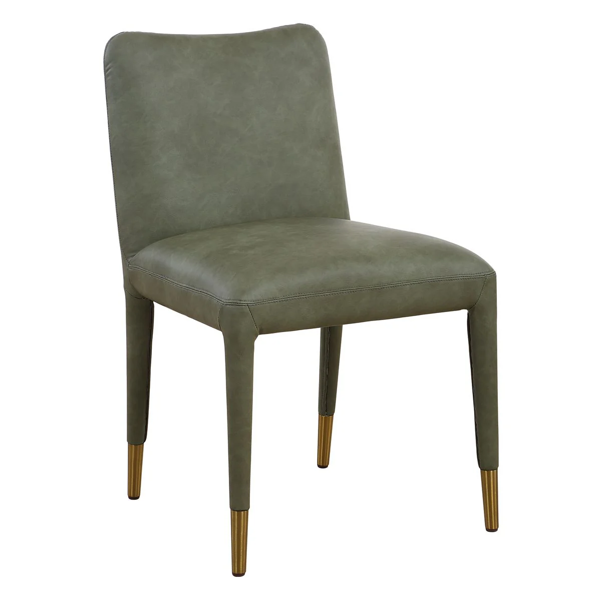Uttermost Conifer Pine Green Distressed Faux Leather Modern Dining Chairs Set of 2 - Image 3