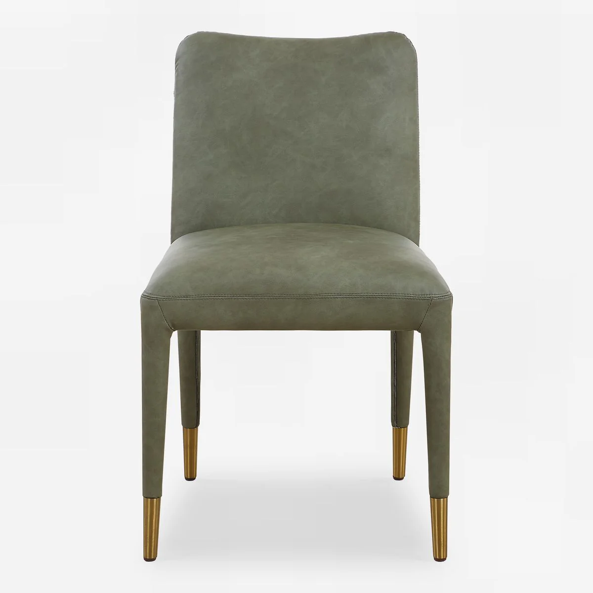 Uttermost Conifer Pine Green Distressed Faux Leather Modern Dining Chairs Set of 2 - Image 4
