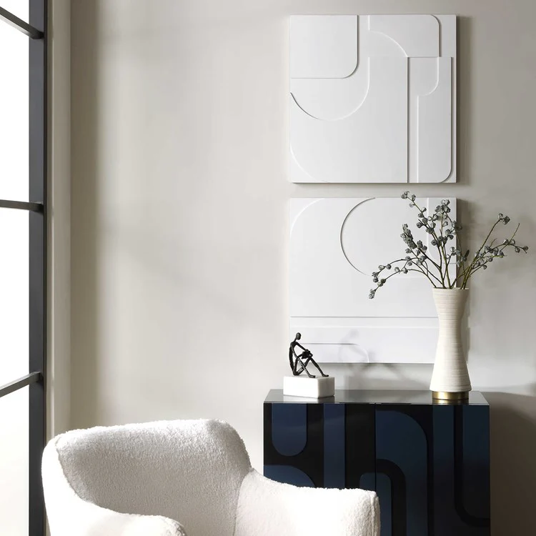 Uttermost Contours Set of 2 White Wood Wall Art Decor