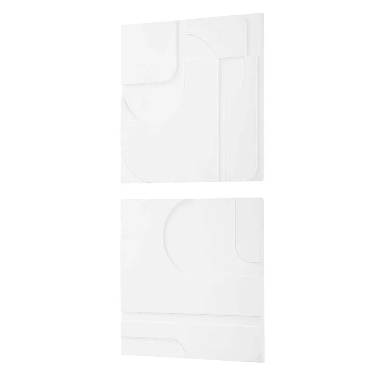 Uttermost Contours Set of 2 White Wood Wall Art Decor - Image 4