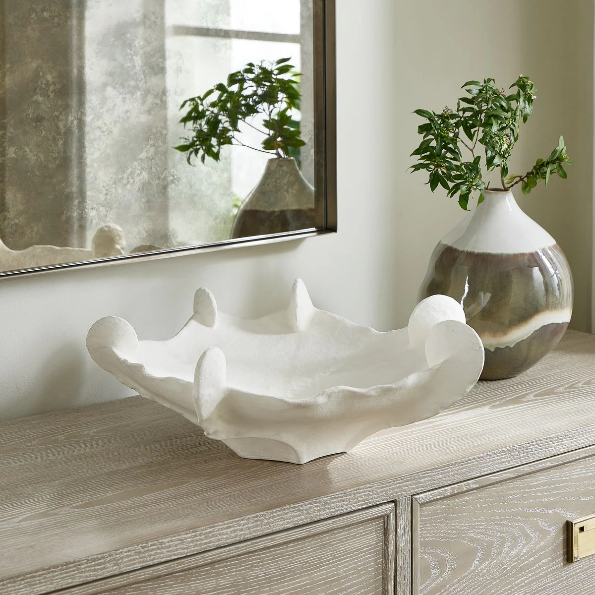 Uttermost Coral Mirage Matte White Ceramic Bowl ~ Indoor And Outdoor Use - Image 2