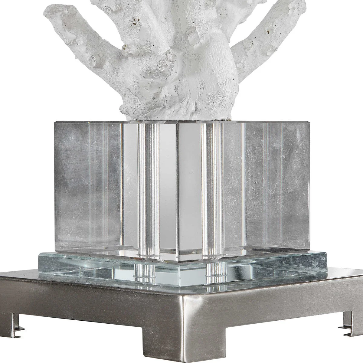 Uttermost Corallo White Coral and Crystal Table Lamp With Light Beige Linen Shade - Image 7