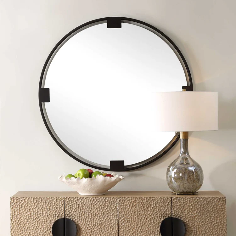 Uttermost Cornelia Dark Bronze Iron Round Mirror