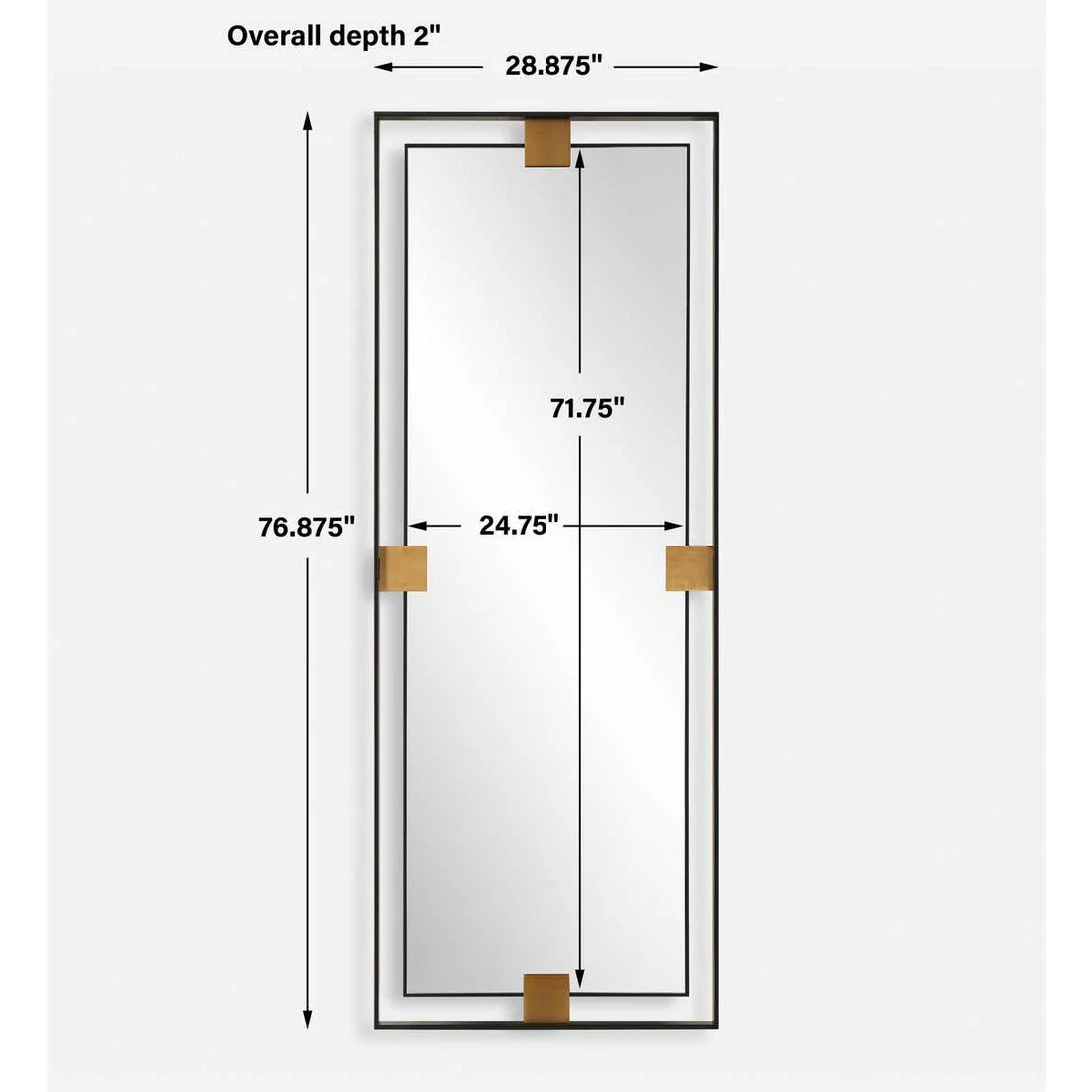 Uttermost Cornerstone Sleek Satin Black And Brushed Brass Mirror - Image 6