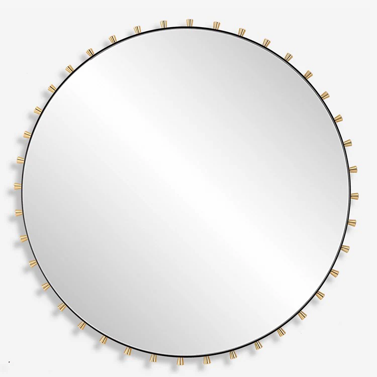 Uttermost Cosmopolitan Matte Black and Brass Round Mirror - Image 2