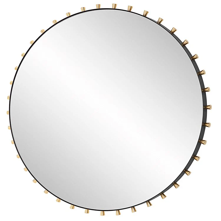 Uttermost Cosmopolitan Matte Black and Brass Round Mirror - Image 4