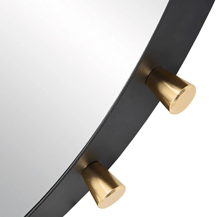 Uttermost Cosmopolitan Matte Black and Brass Round Mirror - Image 5