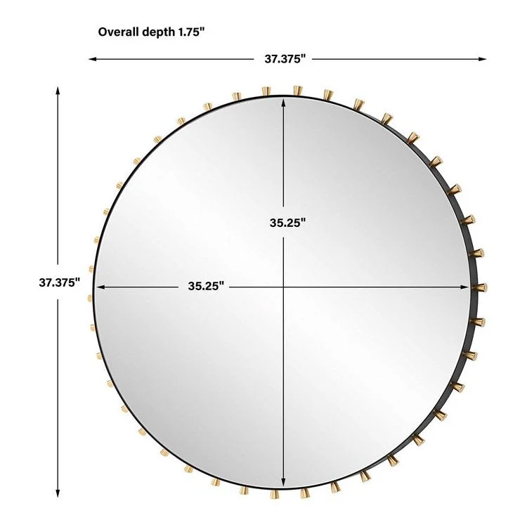 Uttermost Cosmopolitan Matte Black and Brass Round Mirror - Image 6
