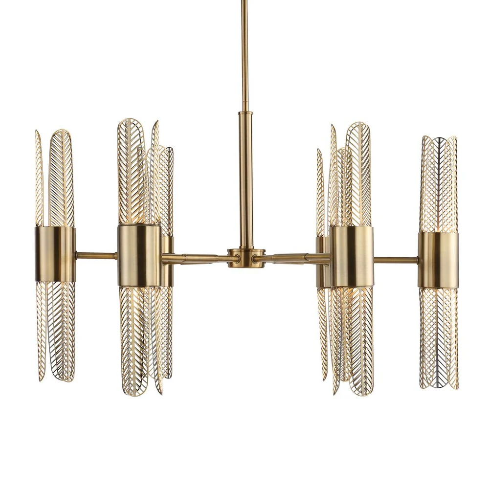 Uttermost Cret Art Deco Brass 12 Light Chandelier - Image 11