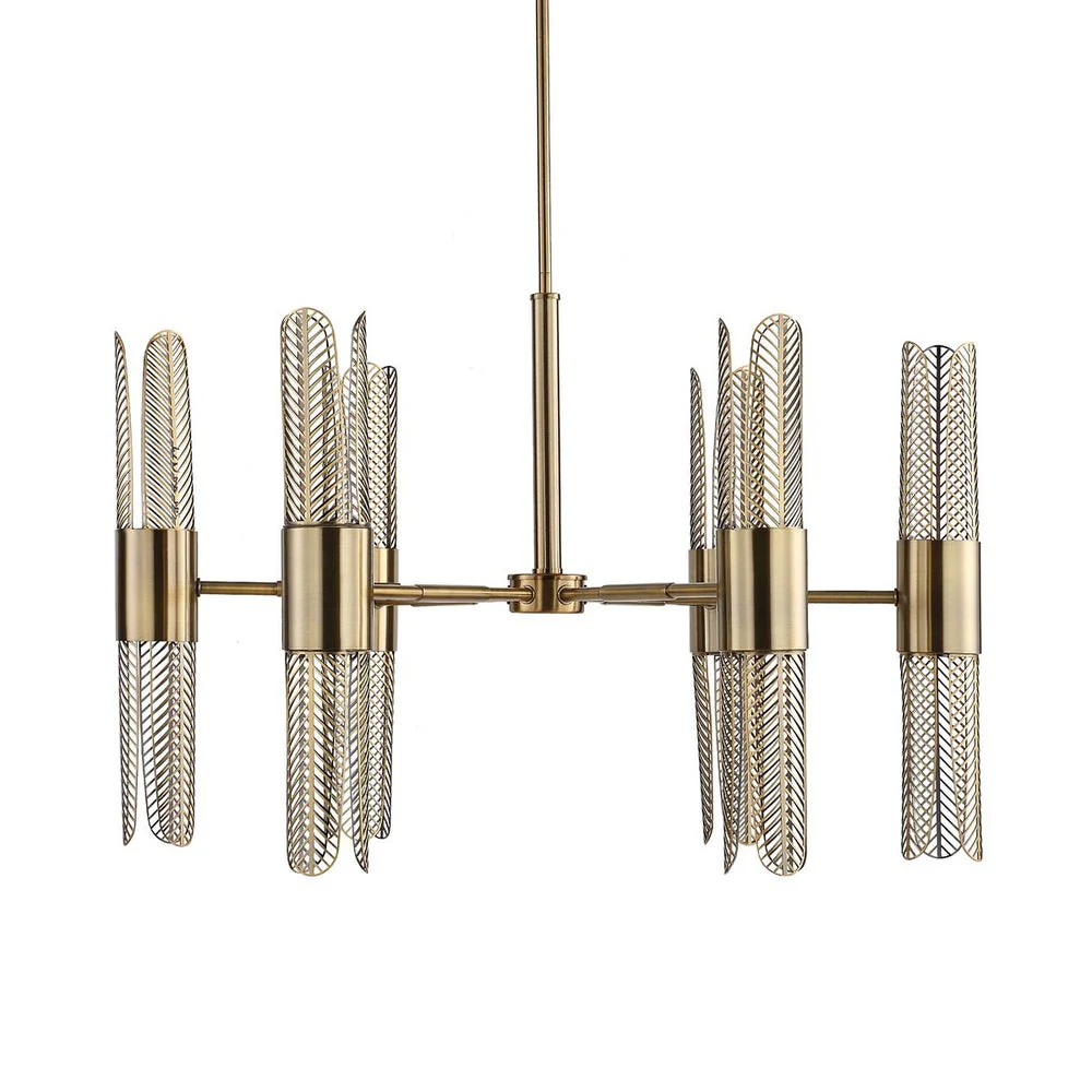 Uttermost Cret Art Deco Brass 12 Light Chandelier - Image 3