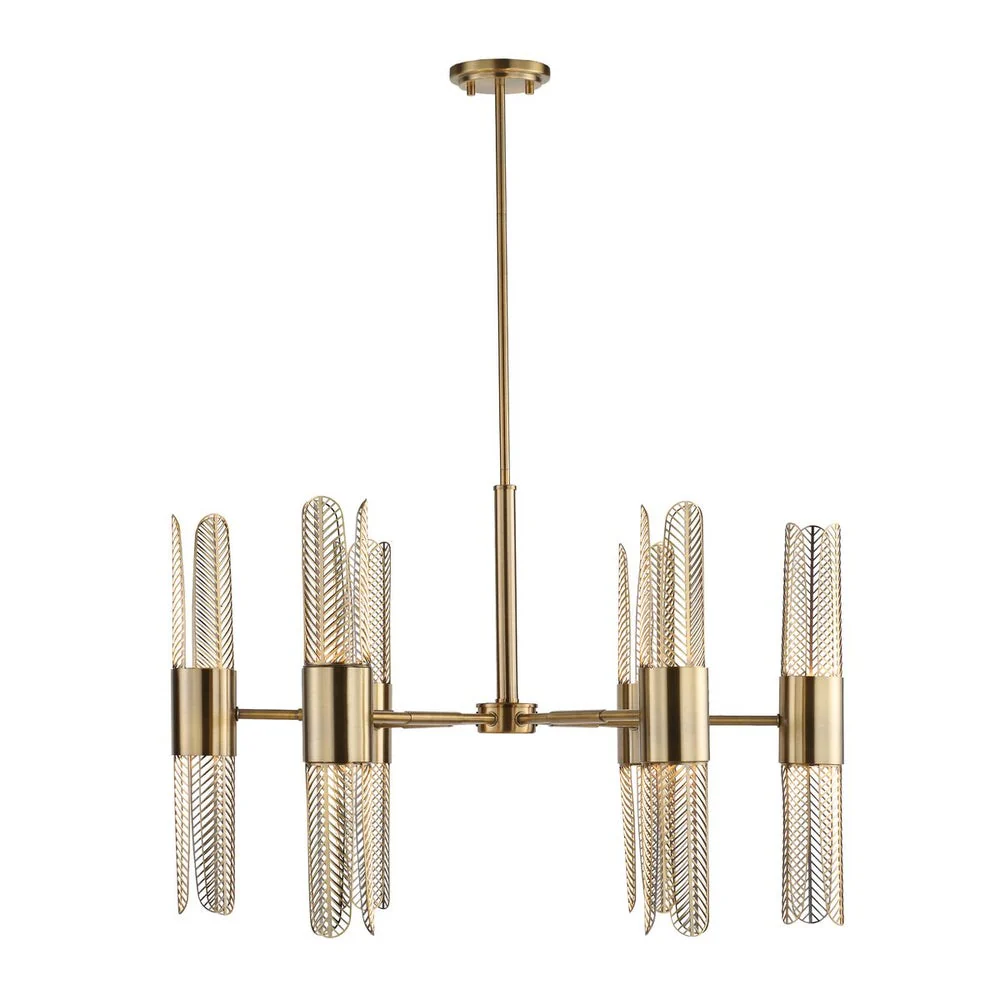 Uttermost Cret Art Deco Brass 12 Light Chandelier - Image 4