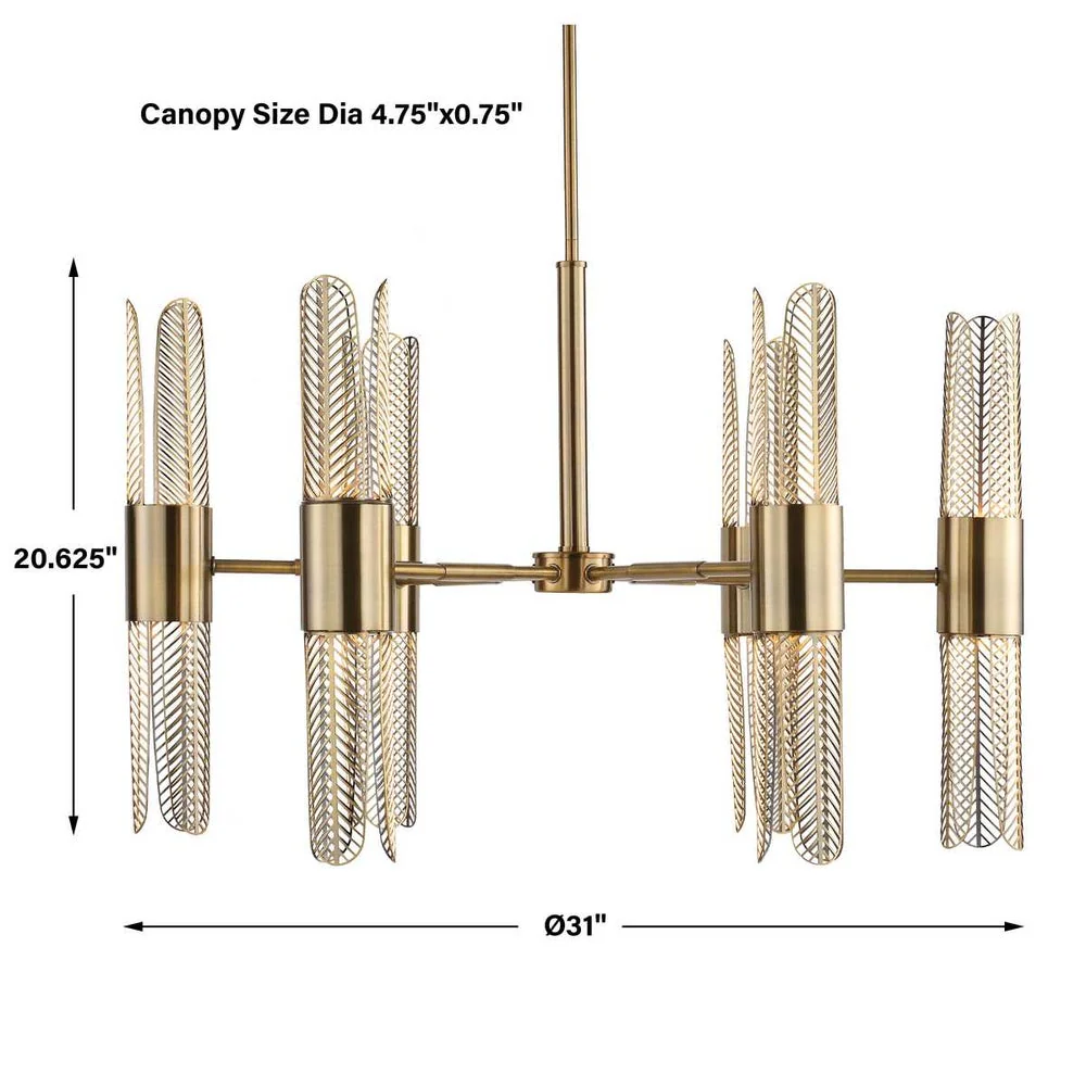 Uttermost Cret Art Deco Brass 12 Light Chandelier - Image 9