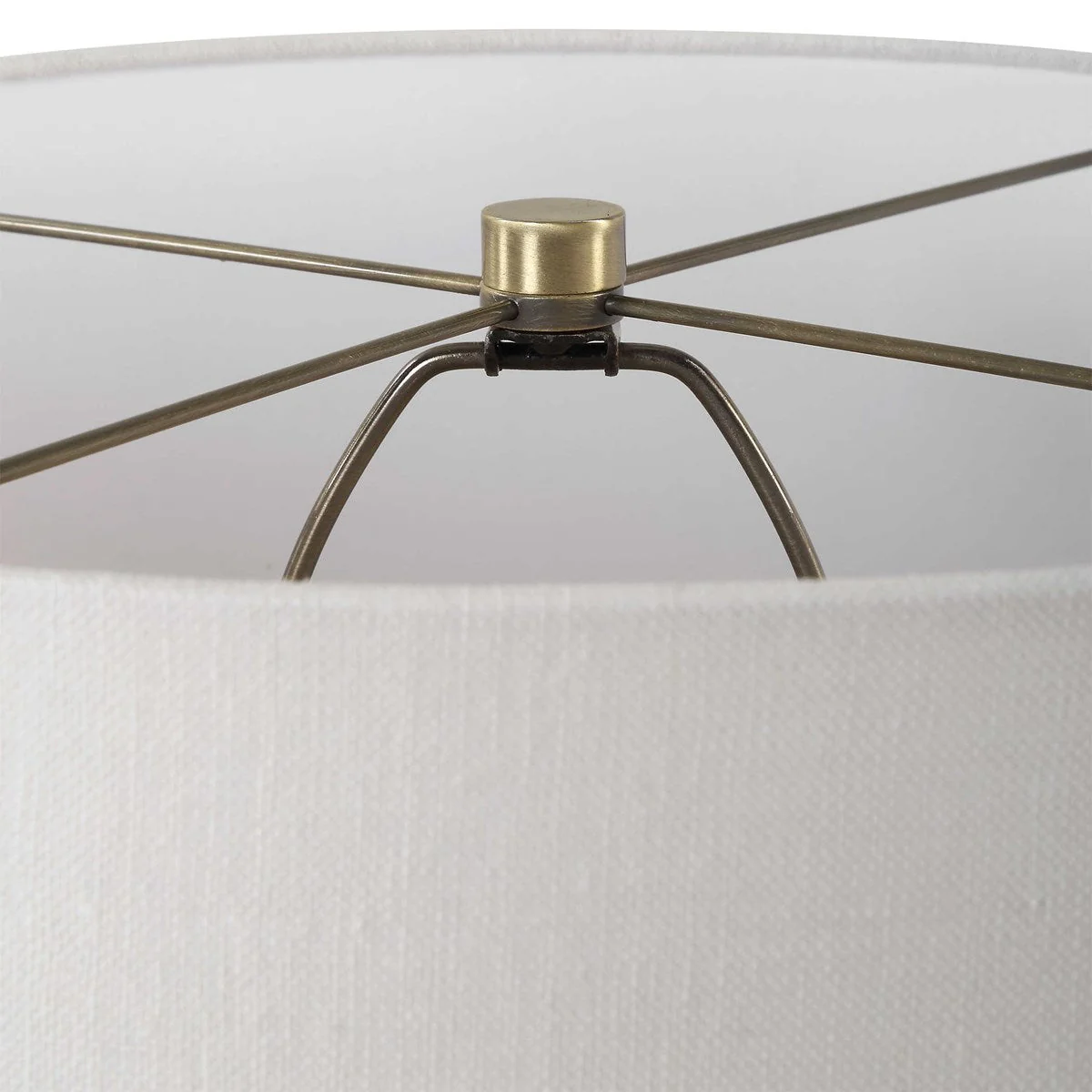Uttermost Crimp Distressed Ivory Textured Ceramic Table Lamp With White Linen Shade - Image 5