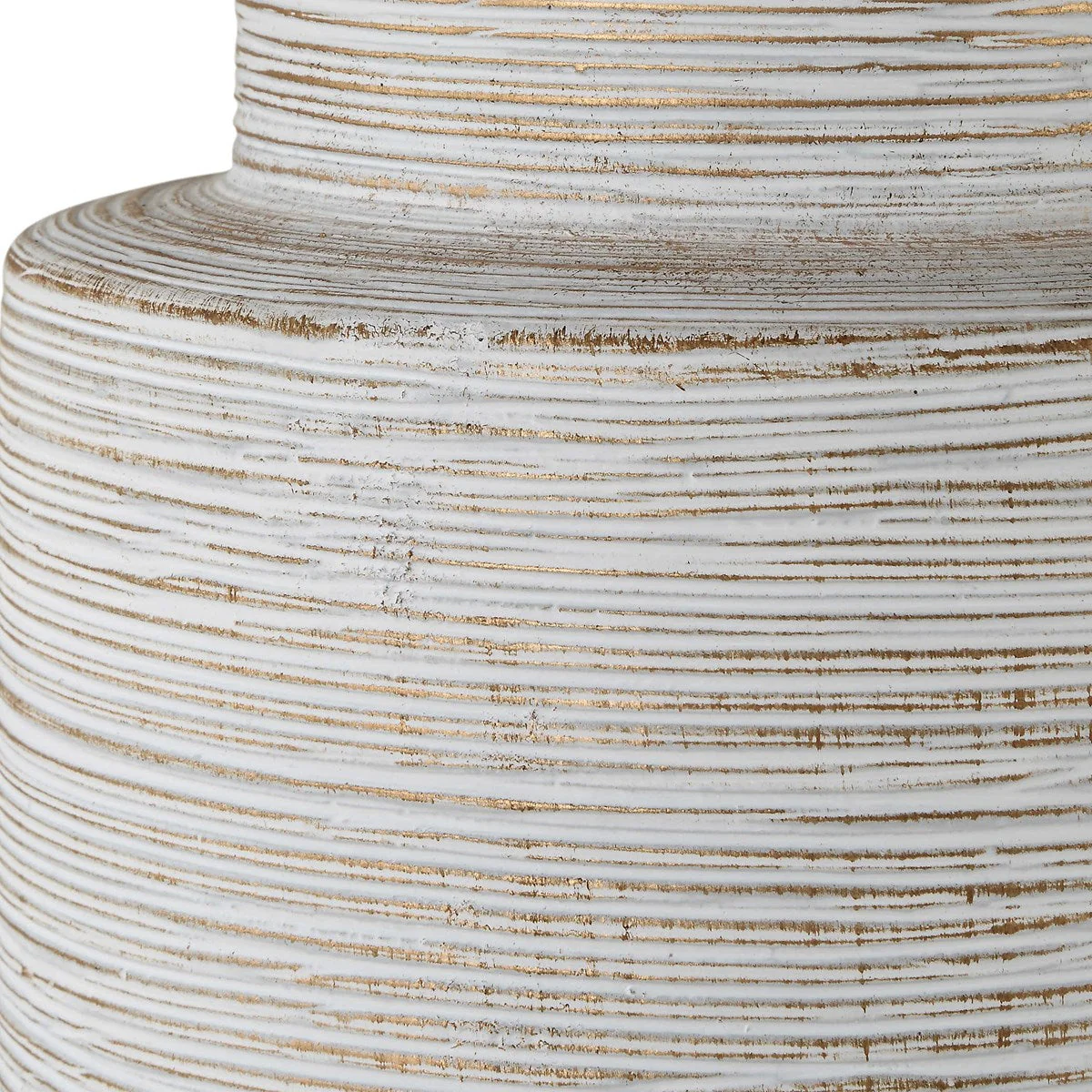 Uttermost Crimp Distressed Ivory Textured Ceramic Table Lamp With White Linen Shade - Image 6