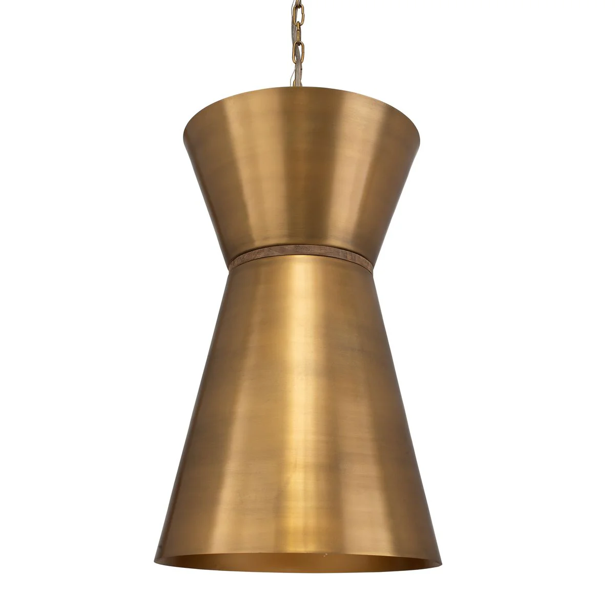 Uttermost Crocker Antique Brass Offset Cone Pendant - Image 11