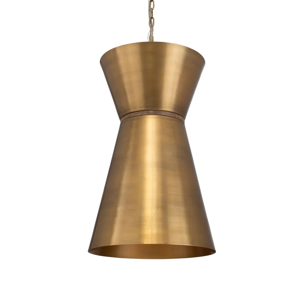 Uttermost Crocker Antique Brass Offset Cone Pendant - Image 2
