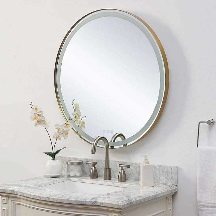 Uttermost Crofton Lighted Brass Round Mirror - Image 4
