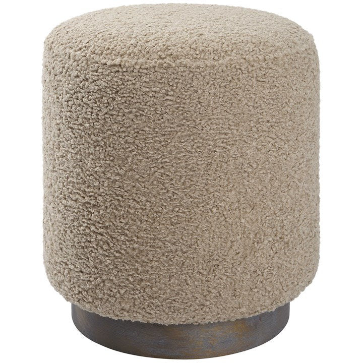 Uttermost Avila Latte Faux Shearling Round Ottoman - Image 2