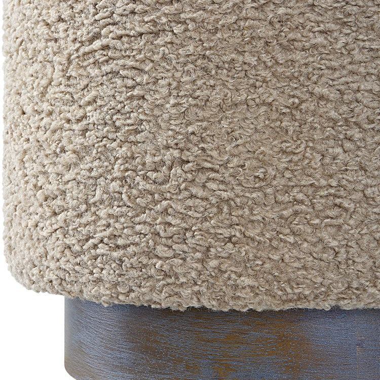 Uttermost Avila Latte Faux Shearling Round Ottoman - Image 4