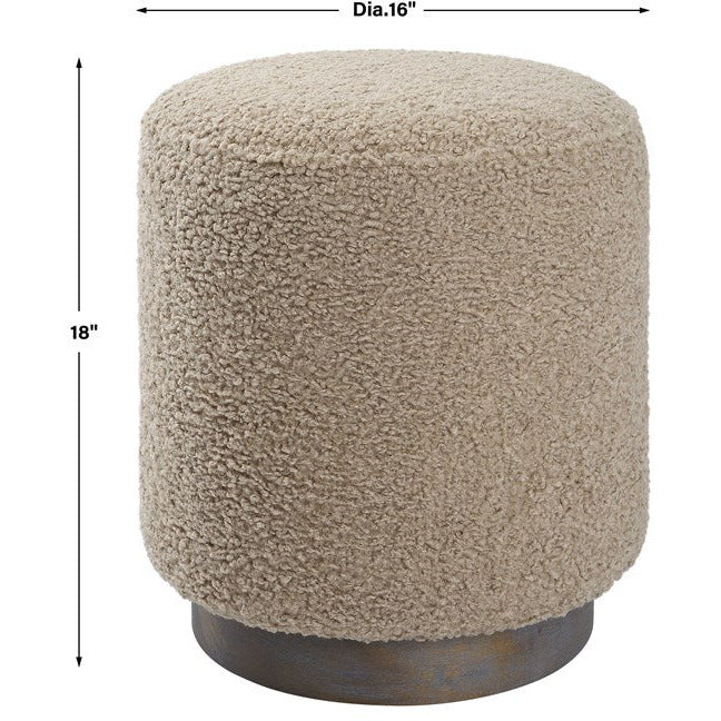 Uttermost Avila Latte Faux Shearling Round Ottoman - Image 5