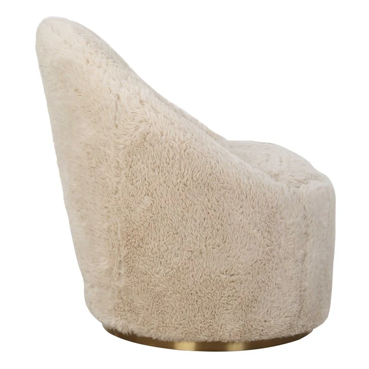Uttermost Crue Caramel Long Haired Faux Sheepskin Barrel Style Swivel Chair - Image 4