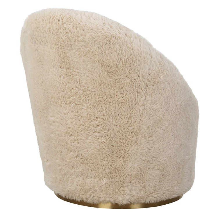 Uttermost Crue Caramel Long Haired Faux Sheepskin Barrel Style Swivel Chair - Image 5