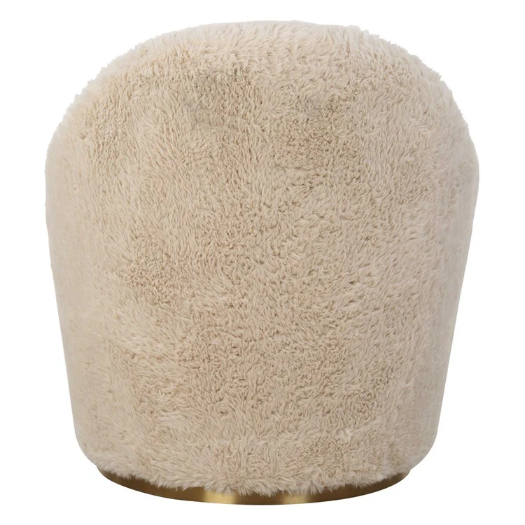 Uttermost Crue Caramel Long Haired Faux Sheepskin Barrel Style Swivel Chair - Image 6
