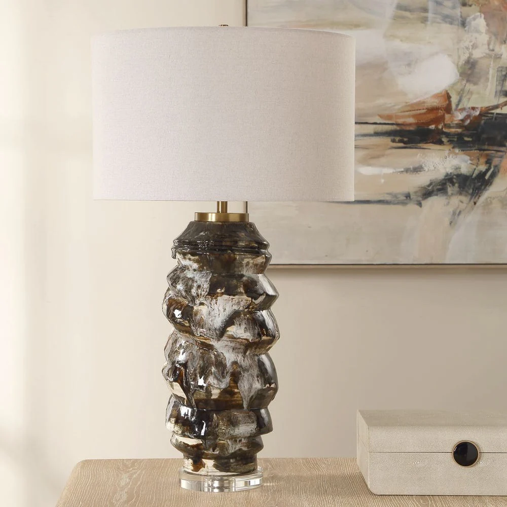 Uttermost Cuoco Chocolate Browns And Off- Whites Table Lamp