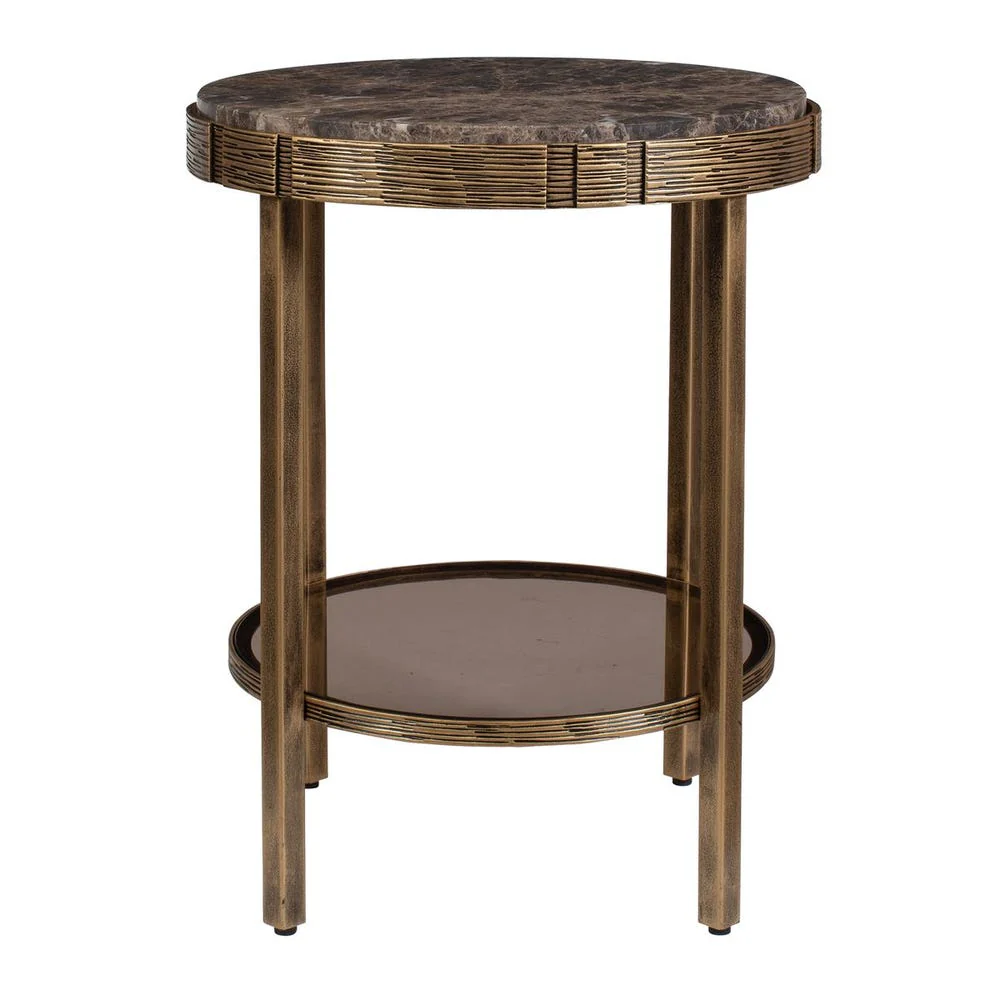 Uttermost Cusano Rich White And Brown Round Marble Top Accent Table - Image 5