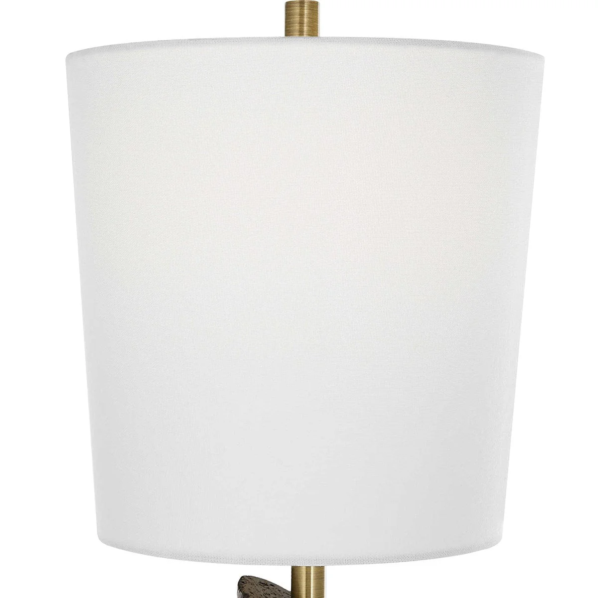Uttermost Cypher Black Stone Modern Buffet Lamp With White Linen Shade - Image 5