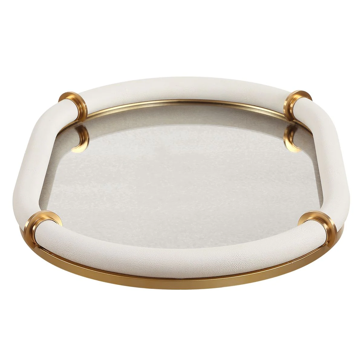 Uttermost Cyprus White Faux Shagreen Oval Tray - Image 6