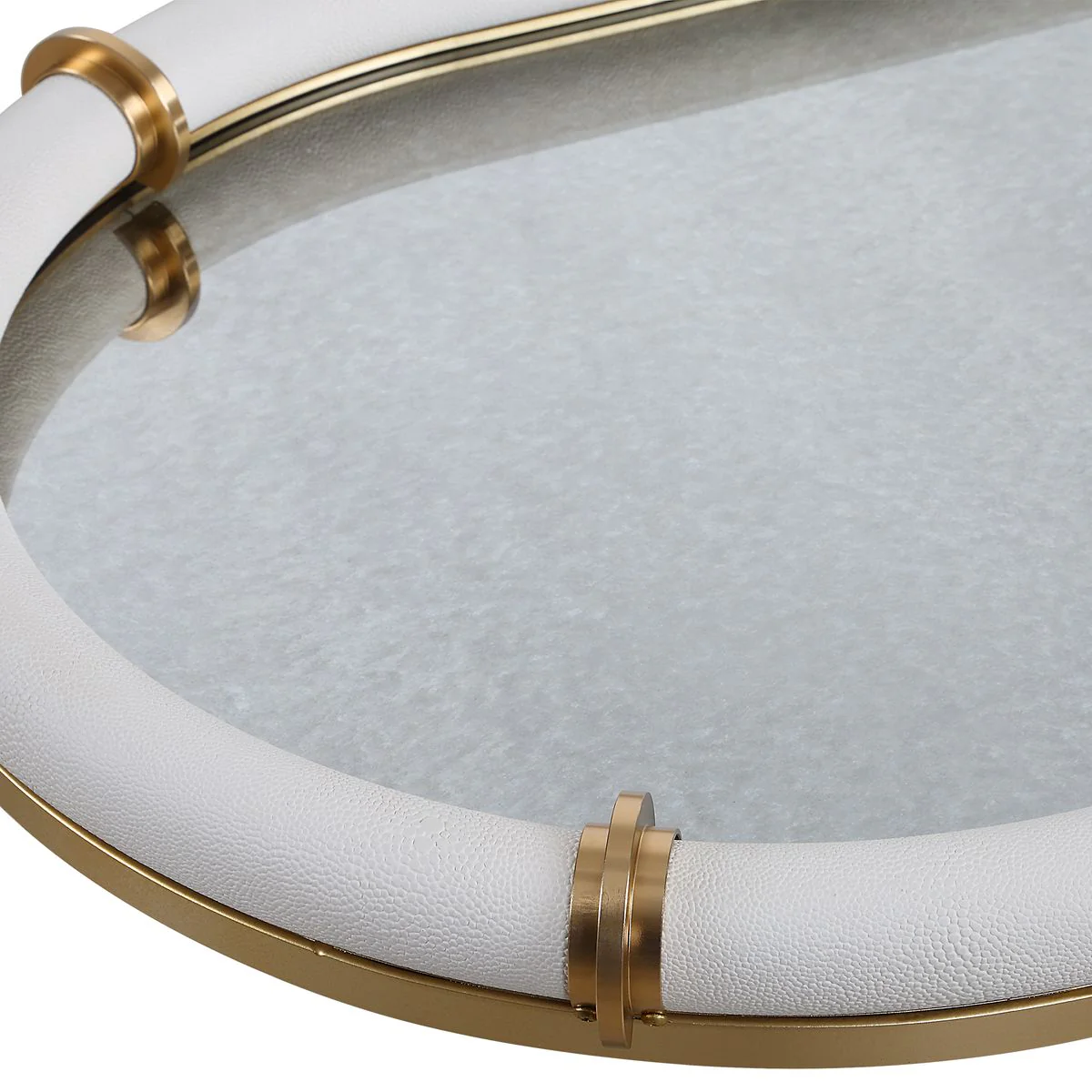 Uttermost Cyprus White Faux Shagreen Oval Tray - Image 8