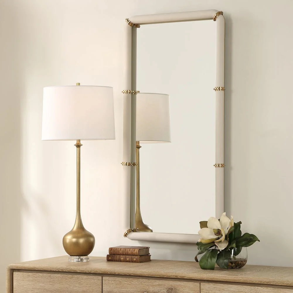 Uttermost Cyprus White Shagreen And Brass Mirror - Image 2