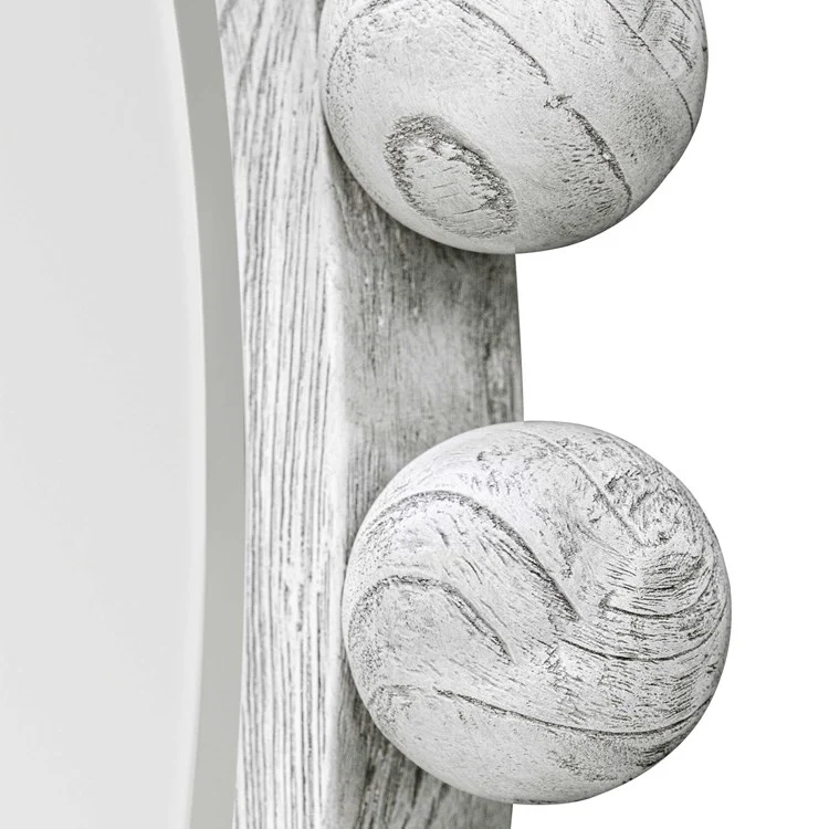 Uttermost Cyra Aged Ivory Wood Beaded Round Mirror - Image 4