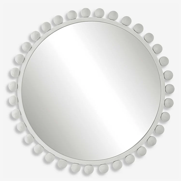 Uttermost Cyra White Iron Round Mirror - Image 2