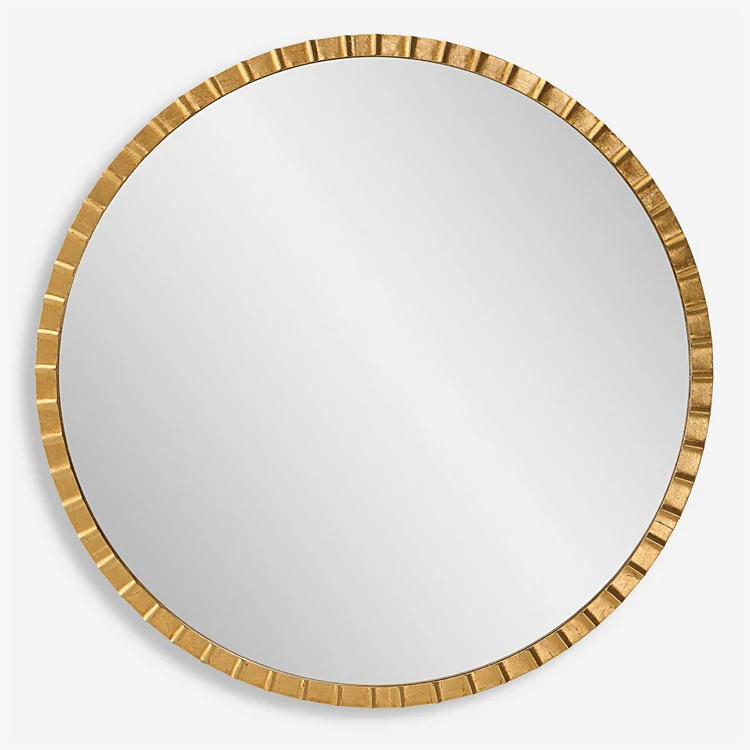 Uttermost Dandridge Antiqued Gold Leaf Iron Round Mirror - Image 2
