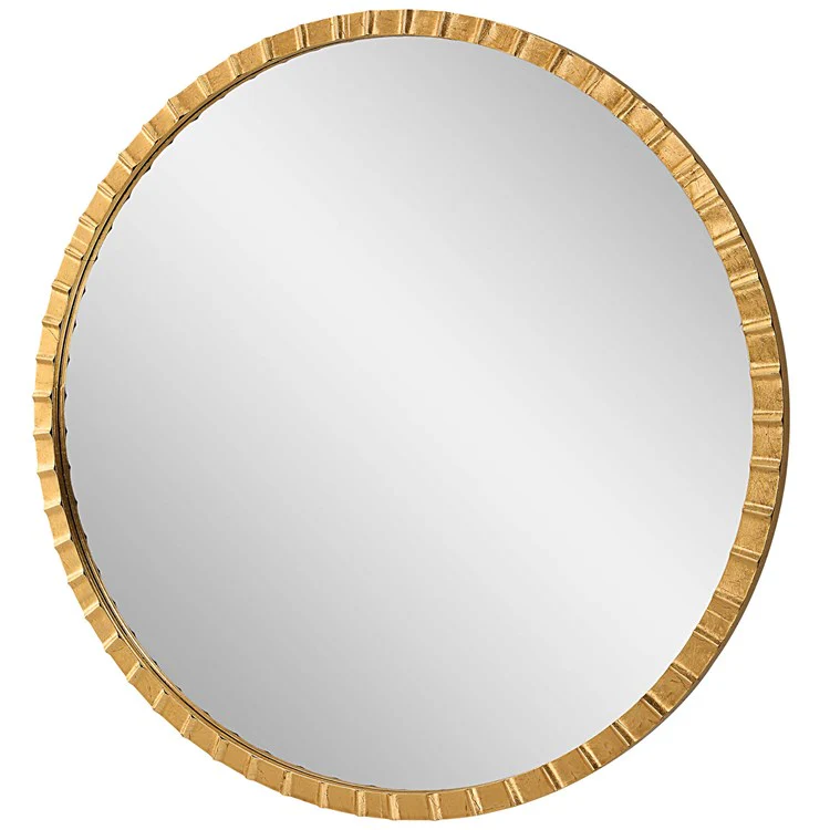 Uttermost Dandridge Antiqued Gold Leaf Iron Round Mirror - Image 4
