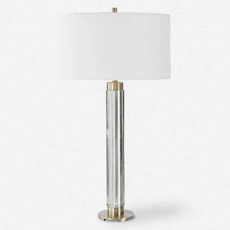 Uttermost Davies Cut Crystal Table Lamp With White Linen Shade - Image 2