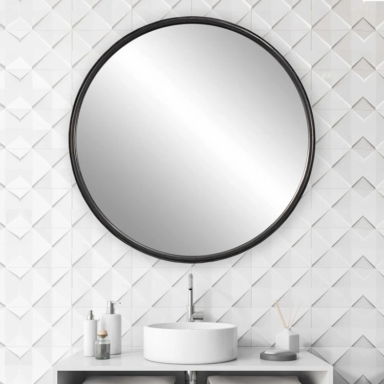 Uttermost Dawsyn Aged Black Iron Round Mirror - Image 4
